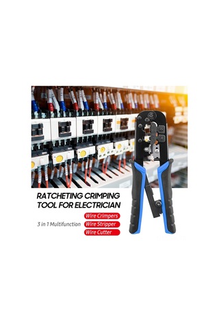 Vkemall Multifonksiyon El Ratli Kablolu Pense Presleyici - Kabloyu Soyma Ve Kesme Aracı 7sq-568 Siyah + Mavi