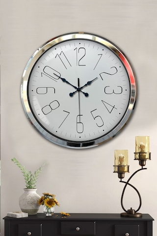 52 Cm Krom Metal Klasik Duvar Saati