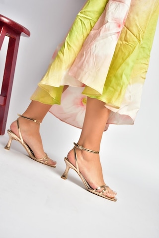 Fox Shoes Y569522034 Bronz Ayna Alçak Topuklu Kadın Abiye Ayakkabı