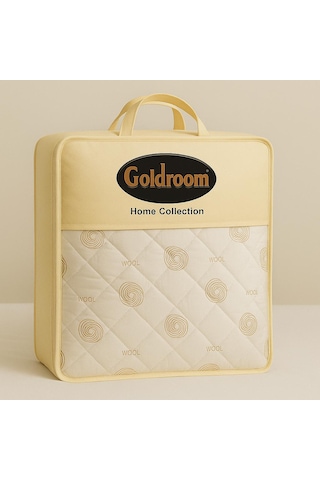 Goldroom Yün Yorgan %100 İngiliz Yünü Dolgulu Çift Kişilik 4 Parça Yorgan Seti Bej - Krem