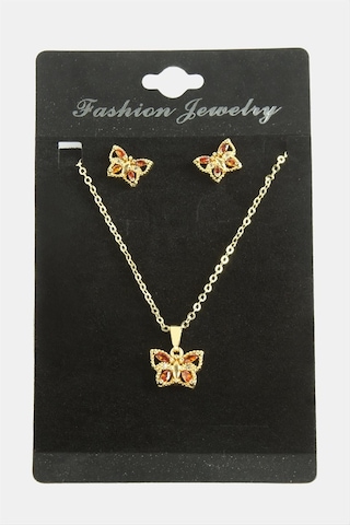 Kelebek Zirkon Taşlı Set Kolye Çok Renkli 88137622