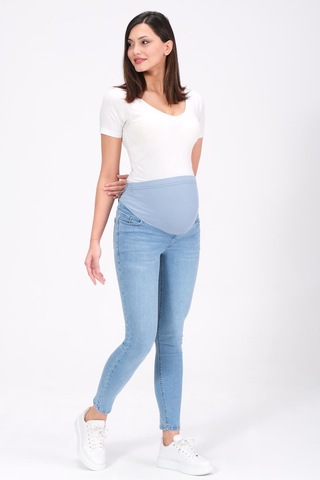 Busa Hamile Esnek Karın Bantlı Skinny Kot Pantolon Açık Mavi-açık Mavi