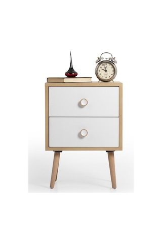 Flora Moderna Iki Çekmeceli Komodin Meşe