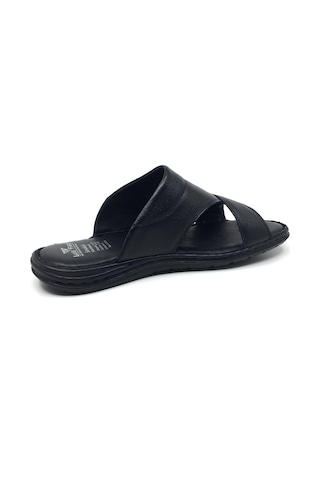 Luis Figo %100 Deri Ortopedik Erkek Günlük Büyük Numara Terlik 39-49 Siyah