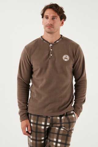 Buratti Ekose Regular Fit Bisiklet Yaka Kışlık Polar Erkek Pijama Takımı 609610013W4 Camel