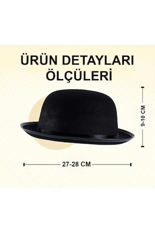 Nessiworld Stil Çocuk Şapkası Siyah Melon Parti Şapkası
