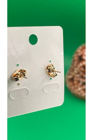 Xuping Rose Gold Yaprak Desenli Çivi Model Zirkon Taşlı Çelik Kadın Küpe Gold