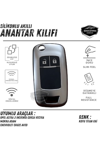 Opel Astra J İnsignia Corsa Vectra Mokka Adam Chevrolet Cruze Aveo Anahtar Uyumlu Silikon Anahtar Kılıfı Oto Anahtar Kabı Darbe Emici Anahtarl