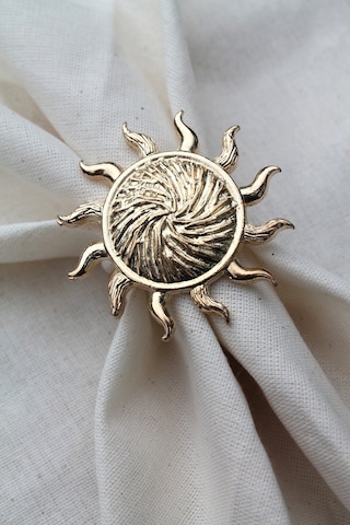 6 Adet Gold Güneş Metal Peçete Halkası - Napkin Ring M1