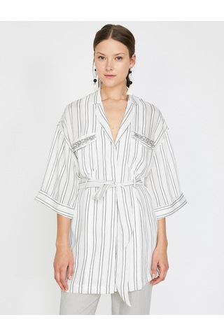 Koton Çizgili Kimono Siyah Çizgili 9yak58187cw