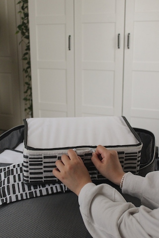 Adarya Home Zebra Desen Valiz Düzenleyici Bavul İçi Organizer Set 6'lı Beyaz