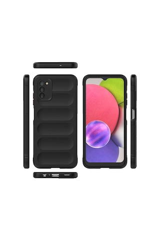 Gld-spt- Newface Samsung Uyumlu Galaxy A03s Kılıf Optimum Silikon - Siyah