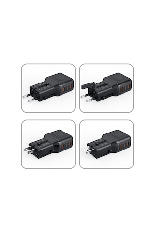 Xenon Smart Priz Dönüştürücü 45w Gan Hızlı Şarj, 200+ Ülke, 2x Usb-c, Pd Pps, Seyahat Adaptörü X6409