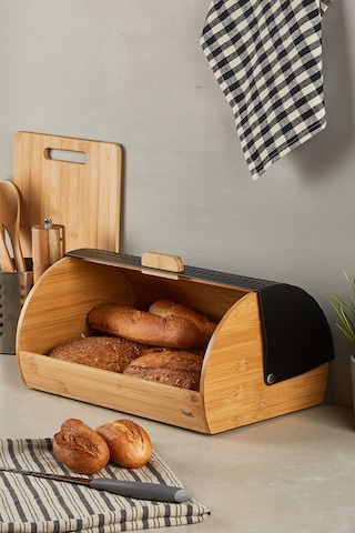 Benito Bambu Ekmek Dolabı Siyah