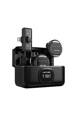 Lenyes Lm204-l Akıllı Gürültü Engelleyici Lightning Bağlantılı Kablosuz Yaka Mikrofonu Siyah