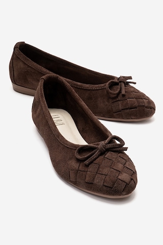 Luvishoes 03 Kahverengi Süet Hakiki Deri Kadın Babet Ayakkabı Kahverengi