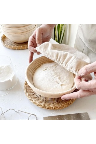 Maoyaya Banneton Ekmek Prova Sepeti, 9 İnç Yuvarlak Hamur Sepeti, Rattan El Yapımı, Maya Ekmeği Kiti Diğer