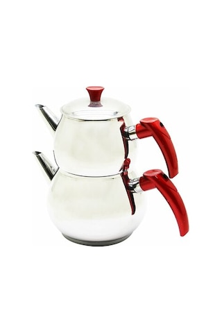 Mini 2lt Küçük Boy Küre Çelik Çaydanlık Seti - Üst: 0.75lt - Alt: 1.4lt 5639