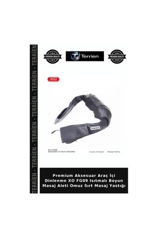 Premium Aksesuar Araç İçi Dinlenme Xo Fg09 Isıtmalı Boyun Masaj Aleti Omuz Sırt Masaj Yastığı Çok Renkli
