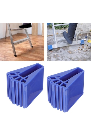 Homyl 2x Merdiven Ayakları Kaymaz Teleskopik Ahşap Mavi