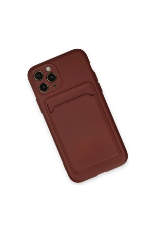 Apple iPhone Uyumlu 11 Pro Kılıf Kelvin Kartvizitli Silikon - Bordo Çr