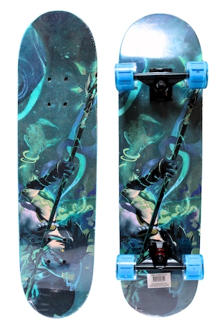 Işıklı Silikon Teker Profesyonel Zımparalı Holigramlı Kaykay Mavi