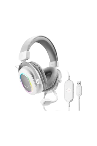 Fifine Ampligame H6 Mikrofonlu Gaming 7.1 Beyaz Rgb Kulaklık H6w