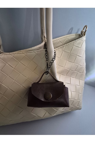 Gogo Charm Çanta Aksesuarı Mini Çanta Hakiki Deri Koyu Kahve