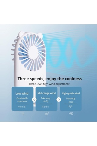 Beyaz Fonken Mini Usb Fan Sevimli Taşınabilir El Fan Hız Ayarlanabilir Hava Soğutucu Açık Seyahat Şarj Edilebilir Fan