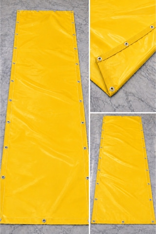 Sarı Renkli Balkon Branda Perdesi - 650 Gr Pvc Polyester - Kuşgözlü Ve Kolon Takviyeli Balkon Demiri Brandası Sarı