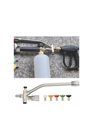 Singree "304 Paslanmaz Çelik Çift Uçlu Basınçlı Yıkayıcı Aksesuarı - 5 Nozul Ve Köpük Tabancası Bağlantısı"