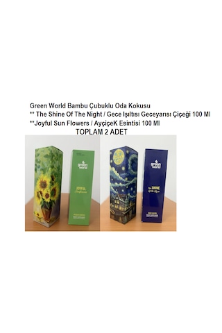 Green World Bambu Çubuklu Oda Kokusu The Shine Of The Night / Joyful Sun Flowers 2 Adet X 100 Ml Ada Esintisi