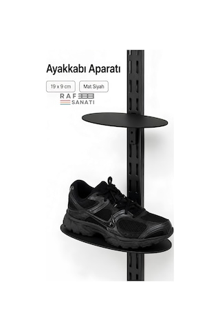 5 Adet - Oval Ayakkabılık Konik Dikmeye Geçme Ayakkabı Standı Rafı Mağaza Raf Sistemi Ayakkabı Tutucu Siyah