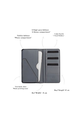 Watchofroyal Elegant Grey Hakiki Deri Telefon Cüzdanı