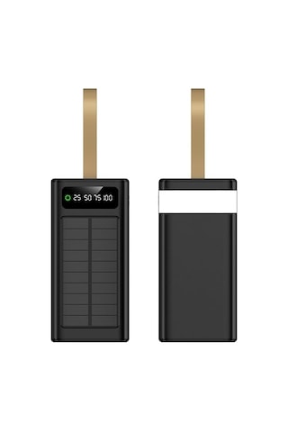 Solar 30.000mah Powerbank Dijital Göstergeli, 4 Usb Çıkışlı, Dahili Type-c Ve Lightning Kablolu Powerbank-1674 BEYAZ