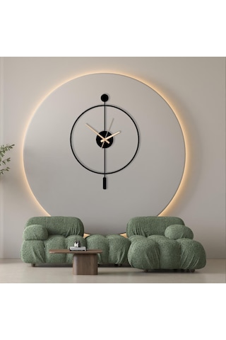 Minimalist Çelik Duvar Saati 49x38cm Sessiz Quartz Mekanizma Altın