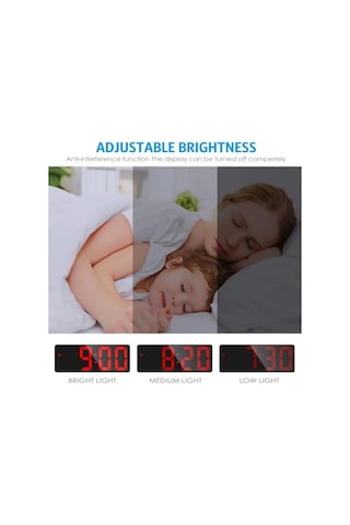 Criacr Dijital Alarm Saati Büyük Led Ekran, Usb/batarya, Tarih, Sıcaklık, Sesle Kontrol Siyah