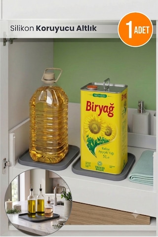 Silikon Yağlık Altlığı Kaymaz Koruyucu Mutfak Tezgah Koruyucu Altlık Gri