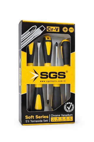 Sgs Soft Series 5 Li Tornavida Seti Cr-v Krom Vanadyum, Ergonomik Sap
