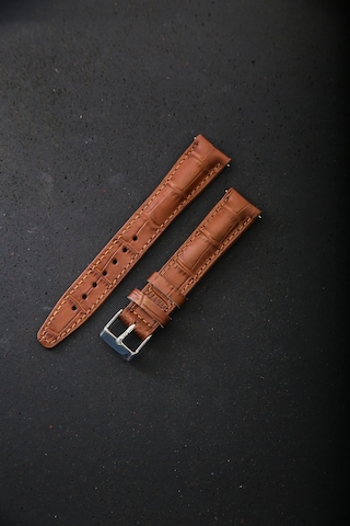 Hakiki Deri 18mm Akıllı Pimli Saat Kordonu Taba