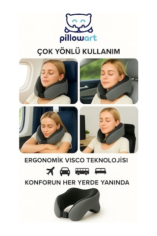Visco Ortopedik Seyahat Yastığı Visco Boyun Destekli Seyahat Yastığı Siyah