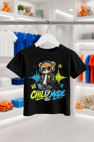 Bayloranzzo Chill Frekans %100 Pamuk Premium Kalite Erkek Çocuk Tişörtü Siyah