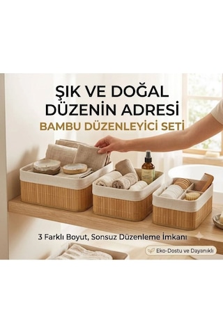 3 Lü Kare Stil Pinterest Sepet Bambu Dekoratif Ev Düzenleyici
