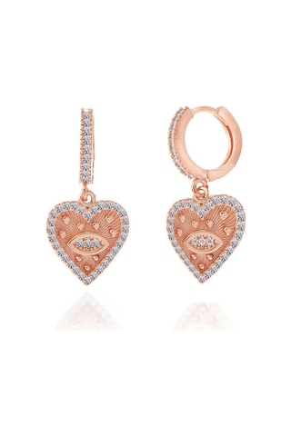 Gümüş Rose Kalp Sallantılı Kadın Küpe 83020939