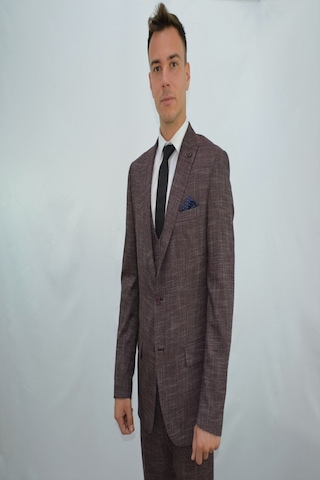 Presto Erkek Yelekli Slimfit Takım Elbise 6 Drop Bordo-777-800 Bordo
