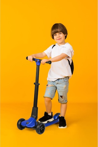 Lamborghini Lisanslı L1 Luxury Katlanabilir 3 Tekerlekli Işıklı Çocuk Scooter Pembe Mavi