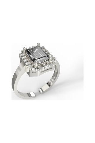 Erdobia 925 Ayar Zirkon Taşlı Rodyum Ayarlanabilir Baget Gümüş Yüzük