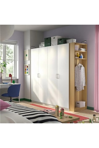 Ikea Beyaz Şık Kapaklı Gardırop 220x60x201 Cm