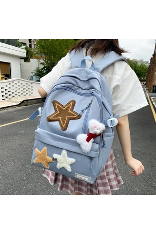 Bej Beş Köşeli Yıldız Sırt Çantası Kız Eğlence Bej