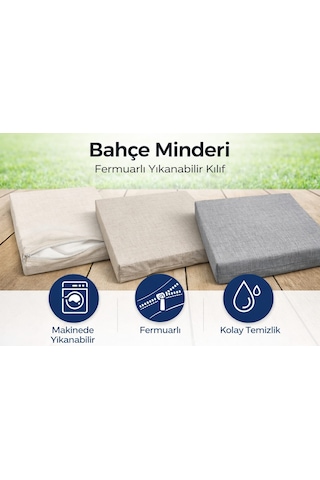 Miralay Bahçe Minderi - Fermuarlı Yıkanabilir Kılıf Krem